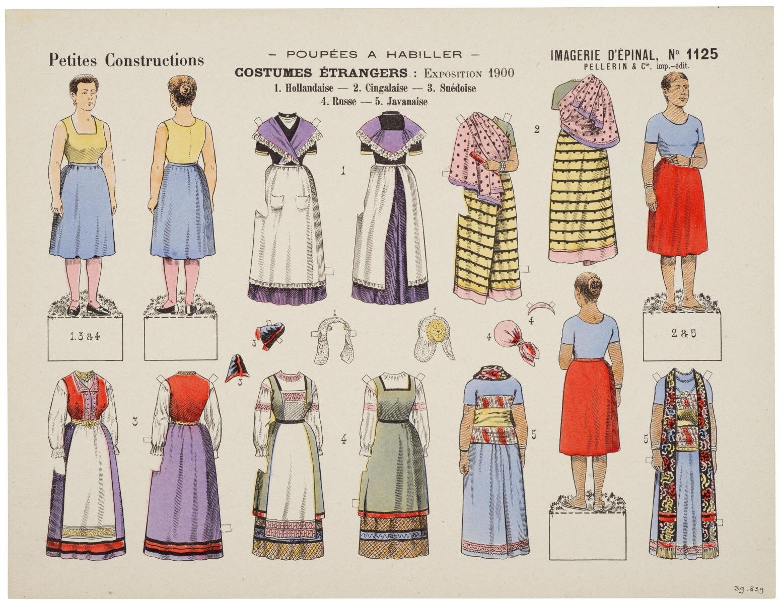 - POUPÉES A HABILLER - / COSTUMES ÉTRANGERS : EXPOSITION 1900 (titre inscrit)