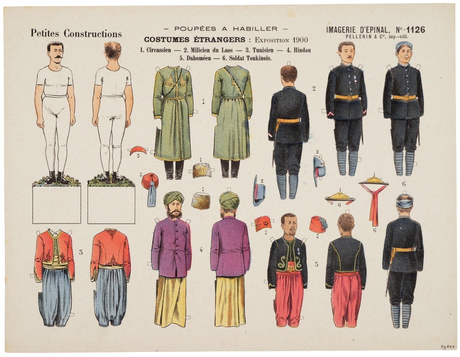 - POUPÉES A HABILLER - / COSTUMES ÉTRANGERS : EXPOSITION 1900 (titre inscrit)