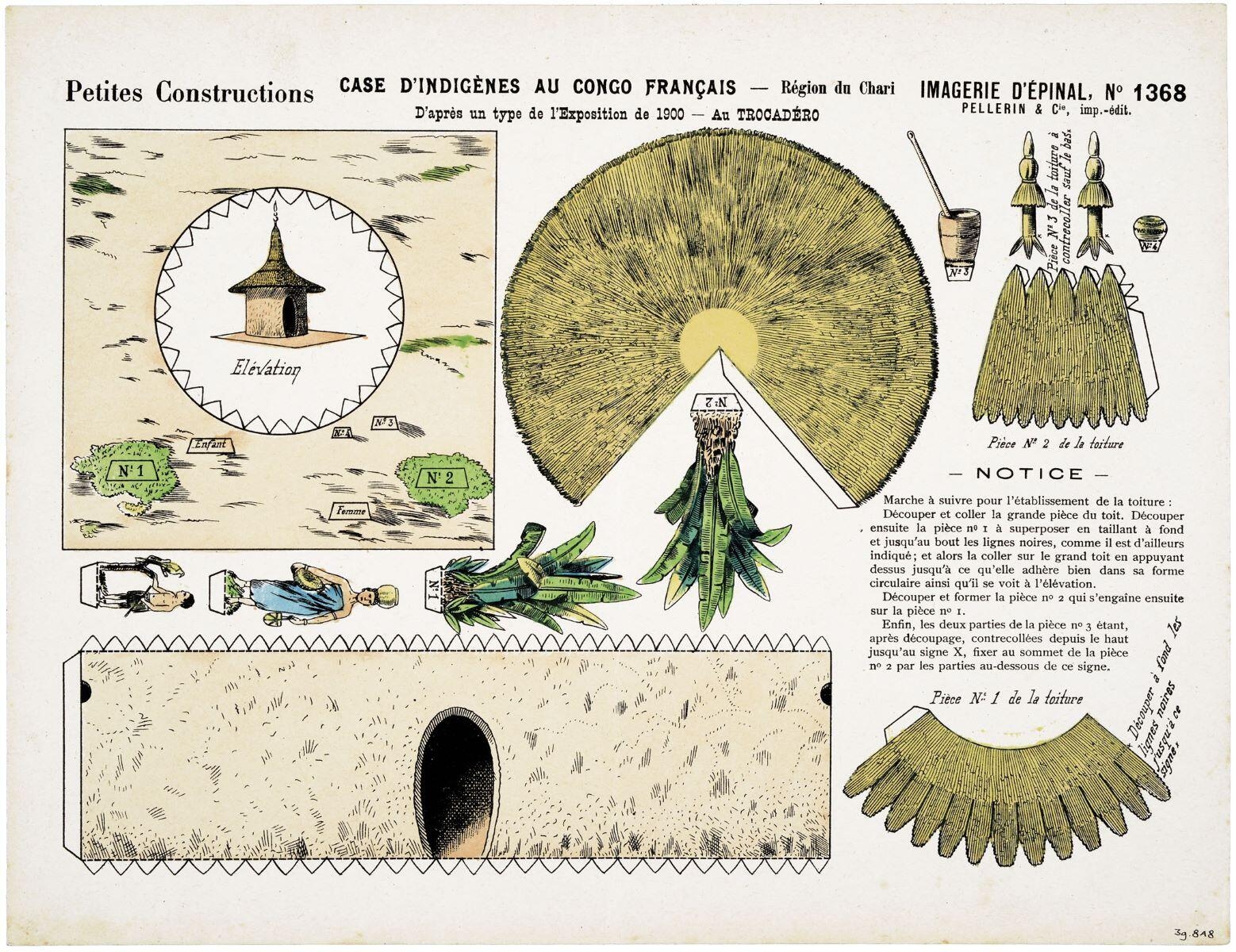 CASE D'INDIGENES AU CONGO FRANCAIS - Région du Chari / D'après un type de l'Exposition de 1900 - Au TROCADERO (titre inscrit)