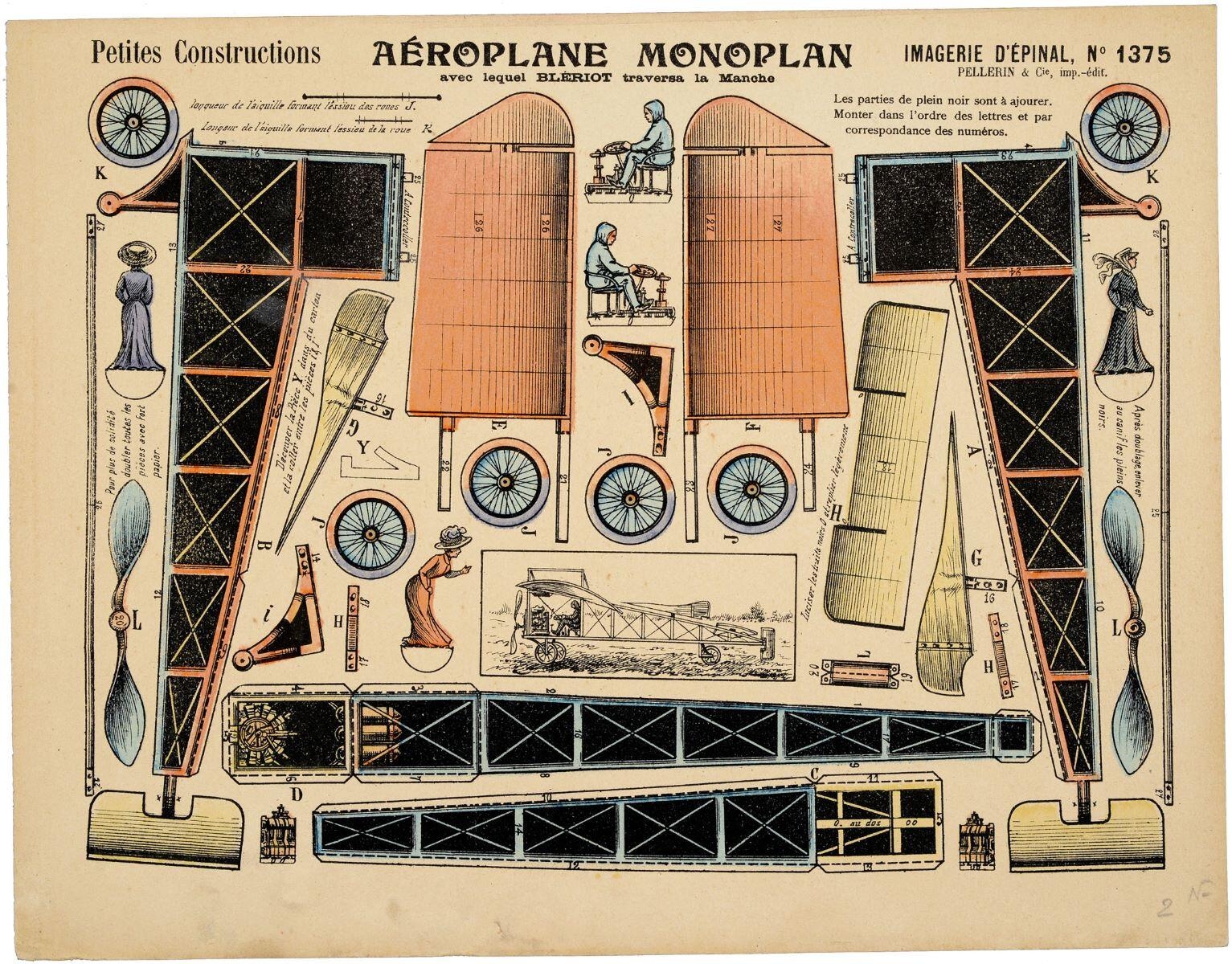 AÉROPLANE MONOPLAN / avec lequel BLÉRIOT traversa la Manche (titre inscrit)
