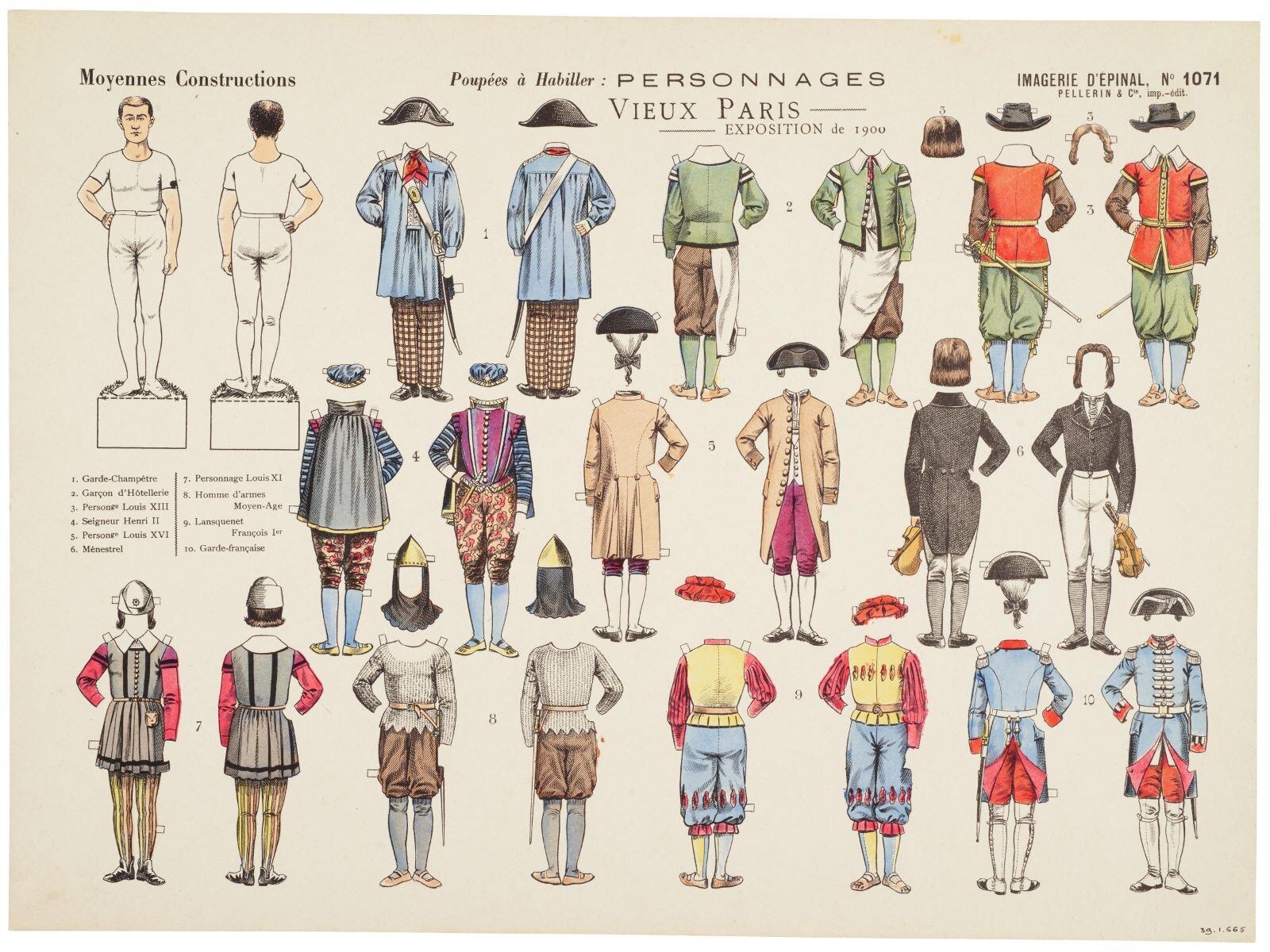 Poupées à Habiller : PERSONNAGES / VIEUX PARIS / EXPOSITION de 1900. (titre inscrit)