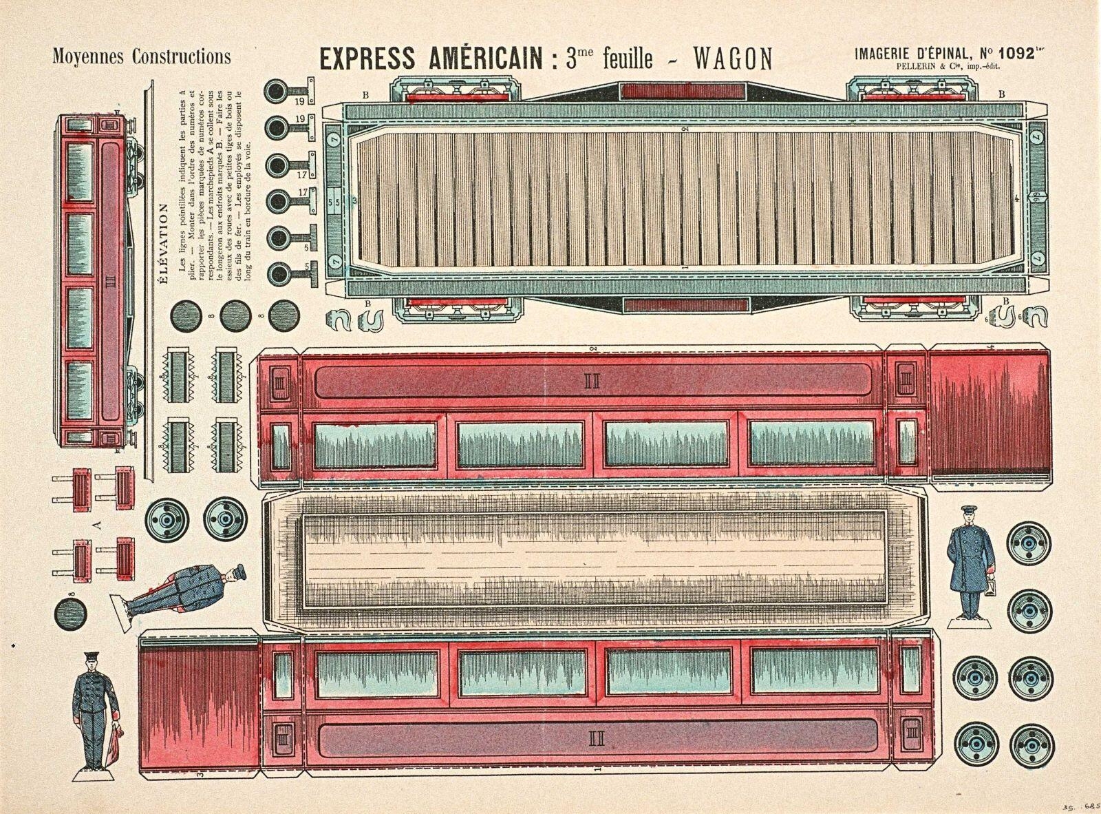 TRAIN DE PARIS / EXPRESS AMÉRICAIN : 3me feuille - WAGON (titre inscrit)