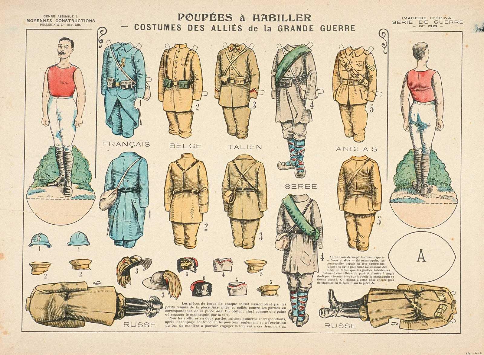 POUPÉES à HABILLER / - COSTUMES DES ALLIÉS de la GRANDE GUERRE -. (titre inscrit)