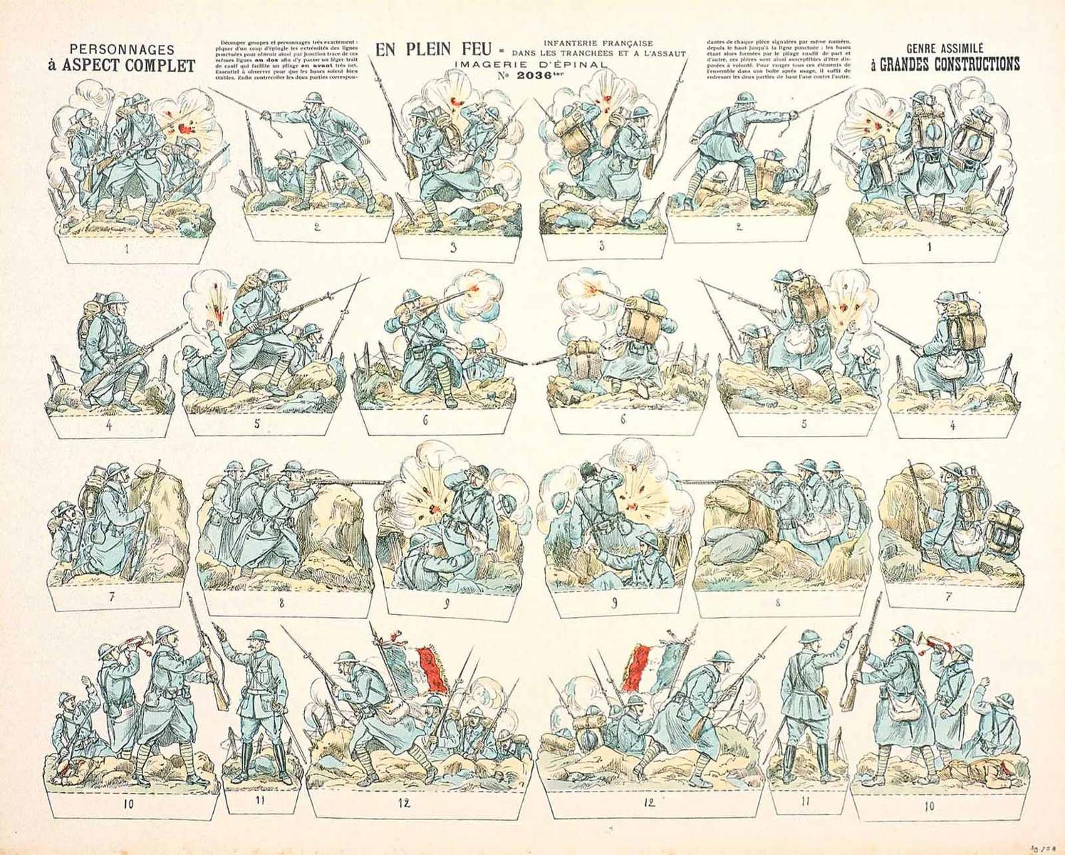 EN PLEIN FEU = INFANTERIE FRANÇAISE / DANS LES TRANCHÉES ET A L'ASSAUT (titre inscrit)