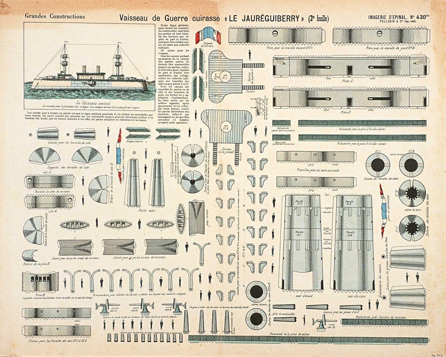 Vaisseau de Guerre cuirassé "LE JAUREGUIBERRY" (2e feuille) (titre inscrit)