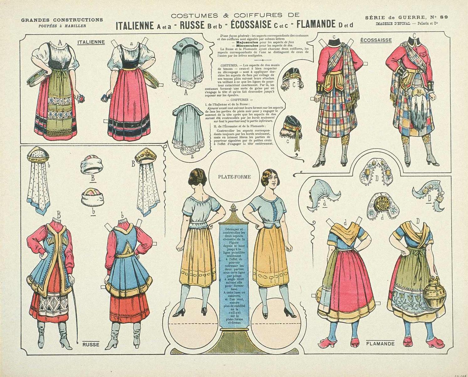 COSTUMES & COIFFURES DE / ITALIENNE / RUSSE / ECOSSAISE / FLAMANDE D et d (titre inscrit)
