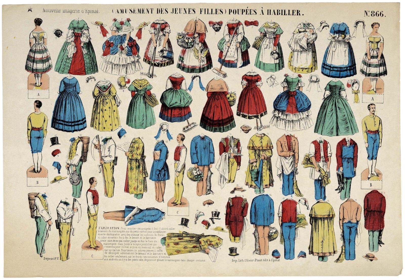 (AMUSEMENT DES JEUNES FILLES.) POUPÉES A HABILLER, N°.866. (titre inscrit)