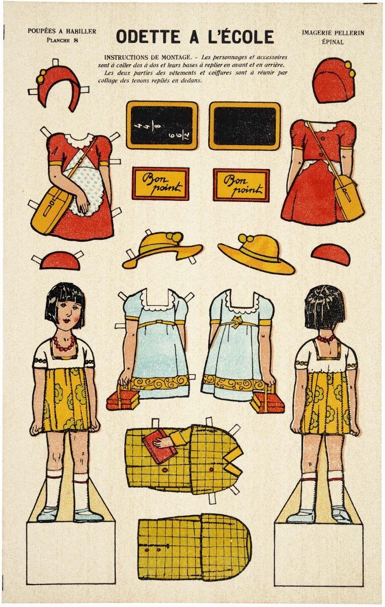 POUPÉES A HABILLER / PLANCHE 8 / ODETTE A L'ÉCOLE (titre inscrit)