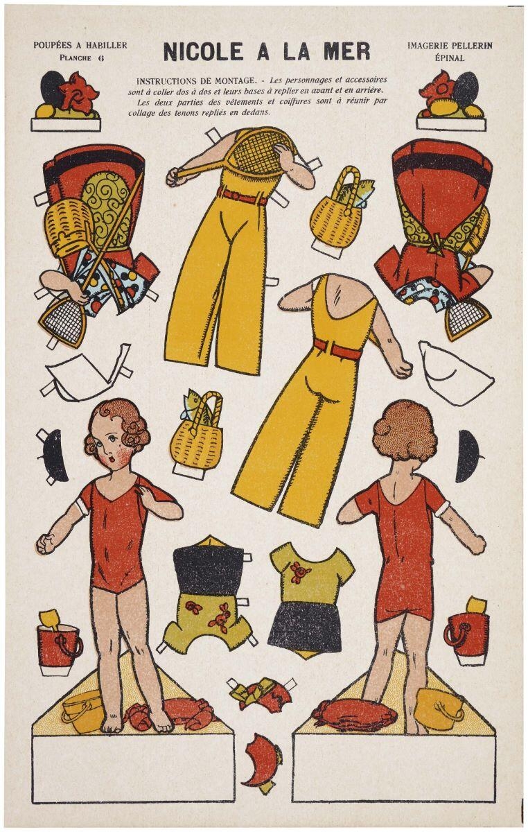 POUPÉES A HABILLER / PLANCHE 6 / NICOLE À LA MER (titre inscrit)