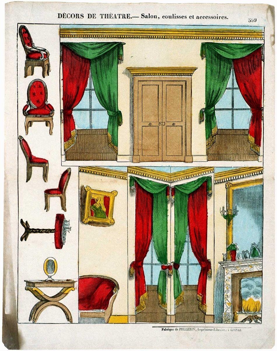 DECORS DE THEATRE. - Salon, coulisses et accessoires. 599 (titre inscrit)