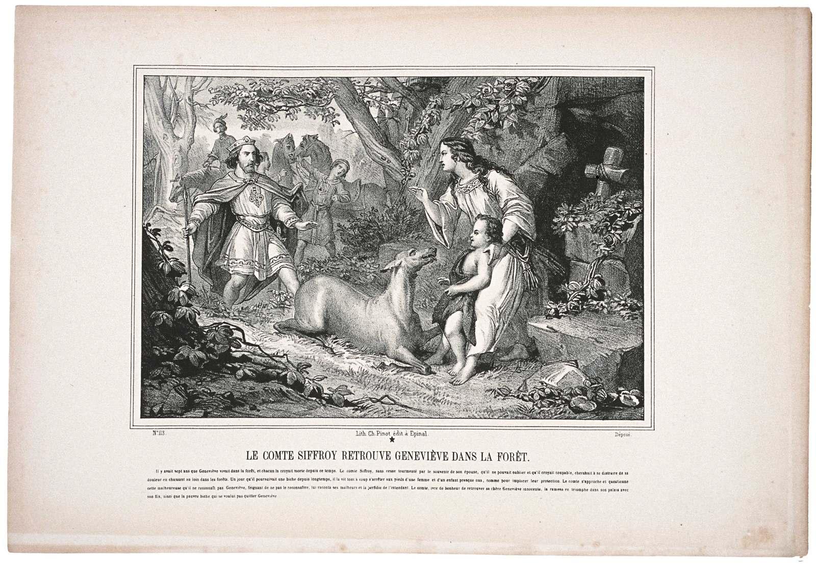 LE COMTE SIFFROY RETROUVE GENEVIÈVE DANS LA FORET. / N°.113. (titre inscrit)