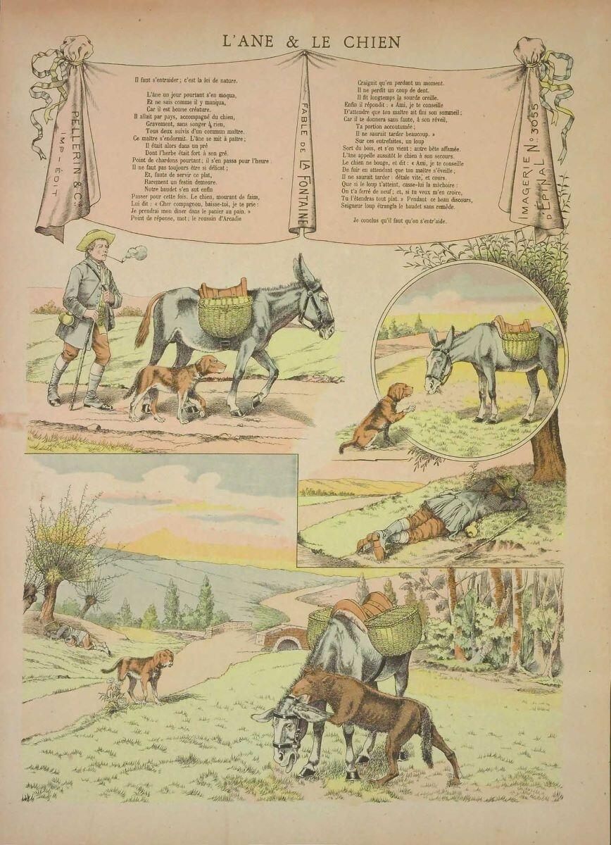 L'ANE & LE CHIEN / FABLE DE LA FONTAINE (titre inscrit)