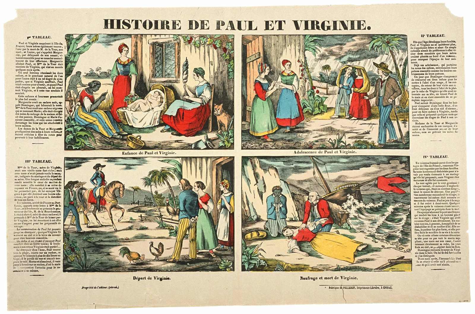 HISTOIRE DE PAUL ET VIRGINIE / Enfance de Paul et Virginie ... Naufrage et mort de Virginie. (titre inscrit)