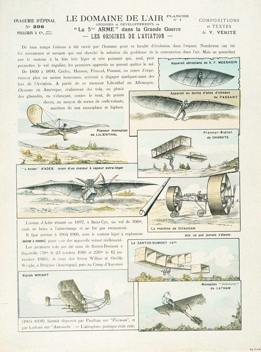 LE DOMAINE DE L'AIR / ORIGINES et DÉVELOPPEMENTS de / 'La 5me ARME' dans la Grande Guerre PLANCHE N°1 / - LES ORIGINES DE L'AVIATION - (titre inscrit)