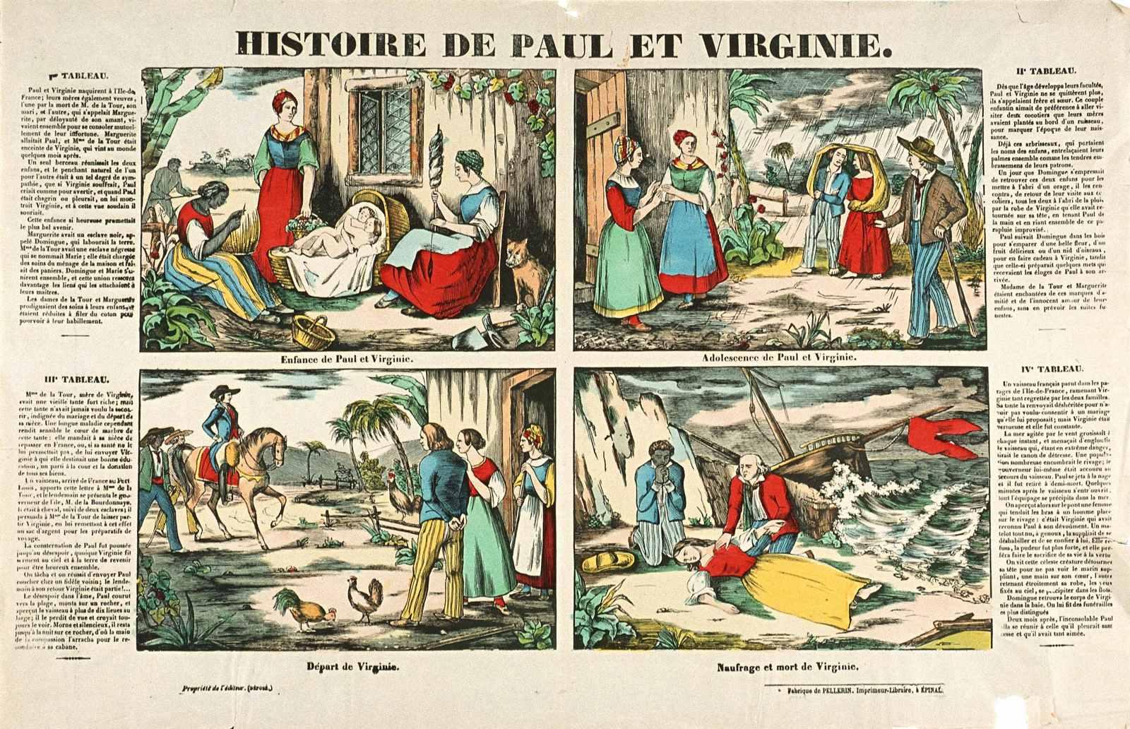 HISTOIRE DE PAUL ET VIRGINIE / Enfance de Paul et Virginie ... Naufrage et mort de Virginie. (titre inscrit)