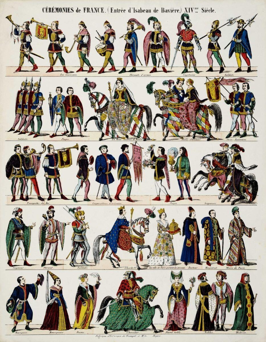 CÉRÉMONIES de FRANCE. (Entrée d'Isabeau de Bavière.) XIVme ... Siècle. (titre inscrit)