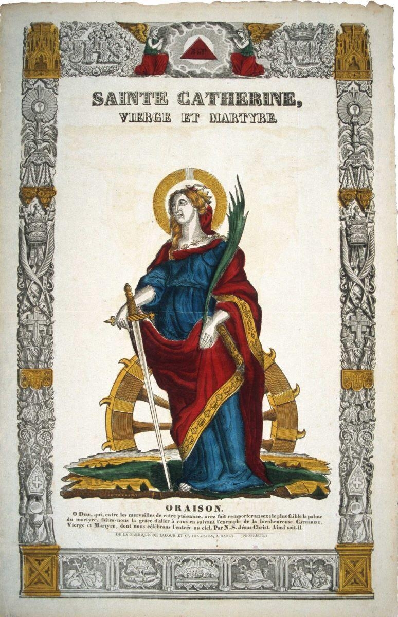 SAINTE CATHERINE, / VIERGE ET MARTYRE. (titre inscrit)