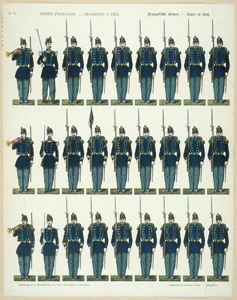 ARMEE FRANCAISE - CHASSEURS A PIED. N°3. (titre inscrit fr., all.)