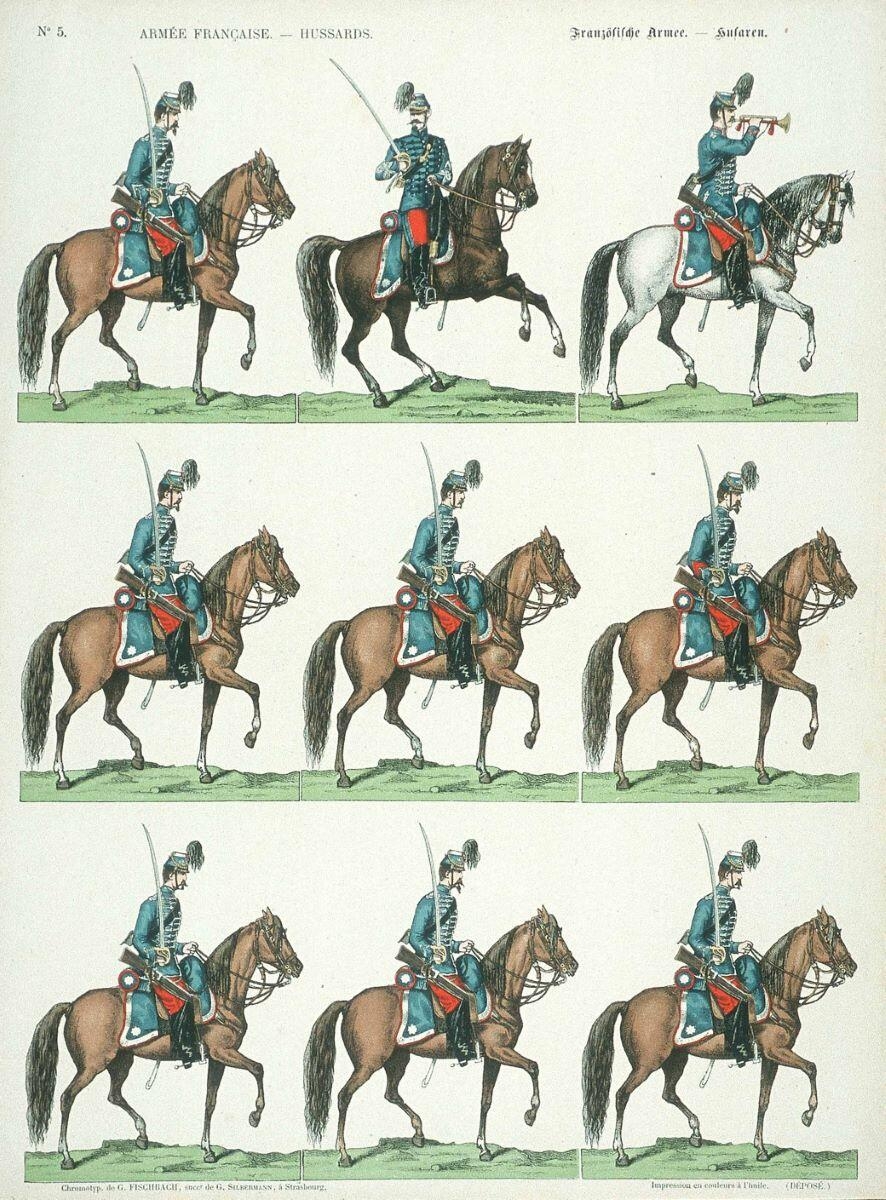 ARMEE FRANCAISE - HUSSARDS. N°5. (titre inscrit fr., all.)