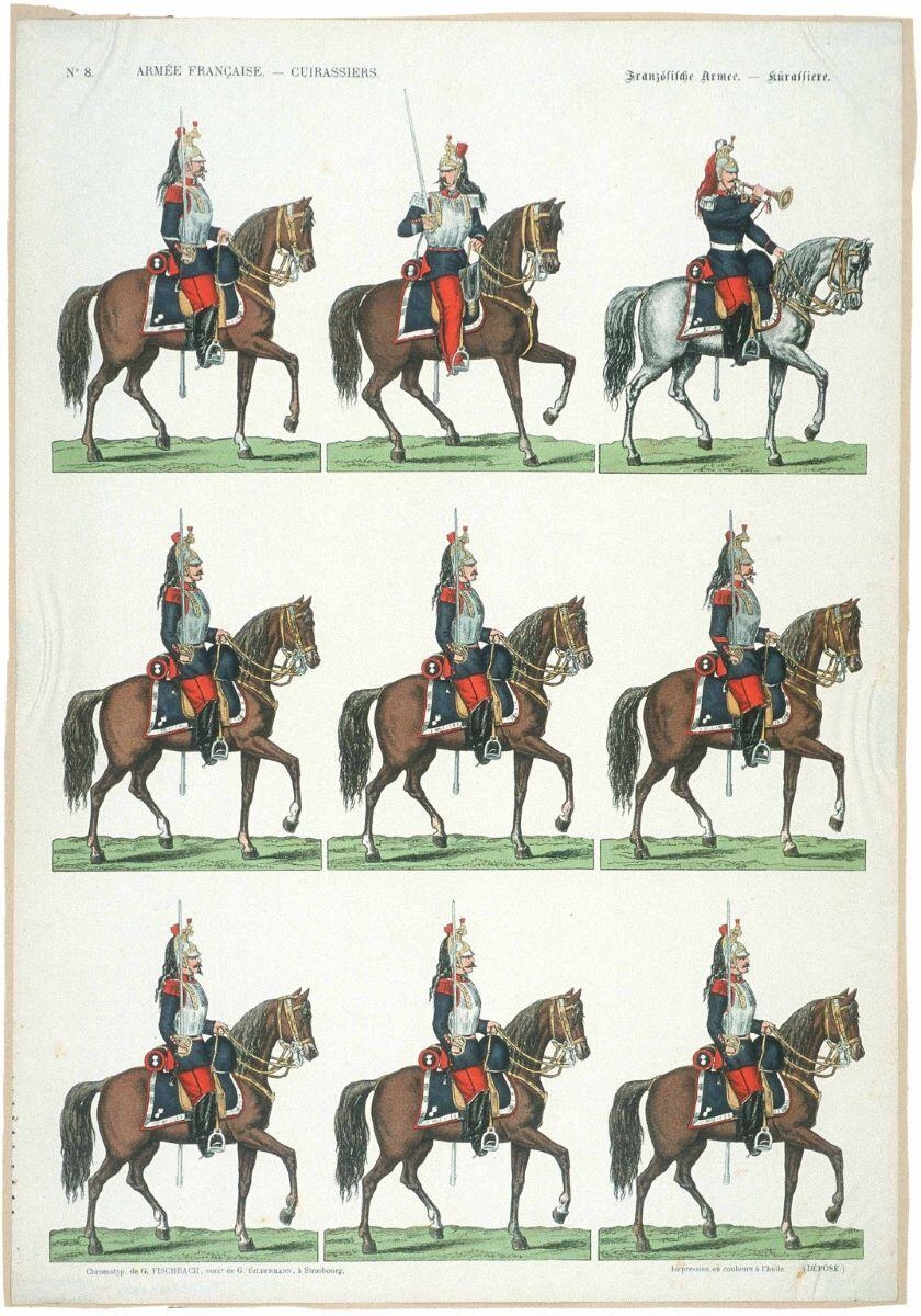 ARMEE FRANCAISE - CUIRASSIERS. N°8. (titre inscrit fr., all.)