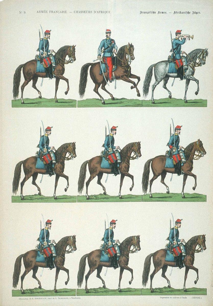ARMEE FRANCAISE - CHASSEURS D'AFRIQUE. N°9. (titre inscrit fr., all.)