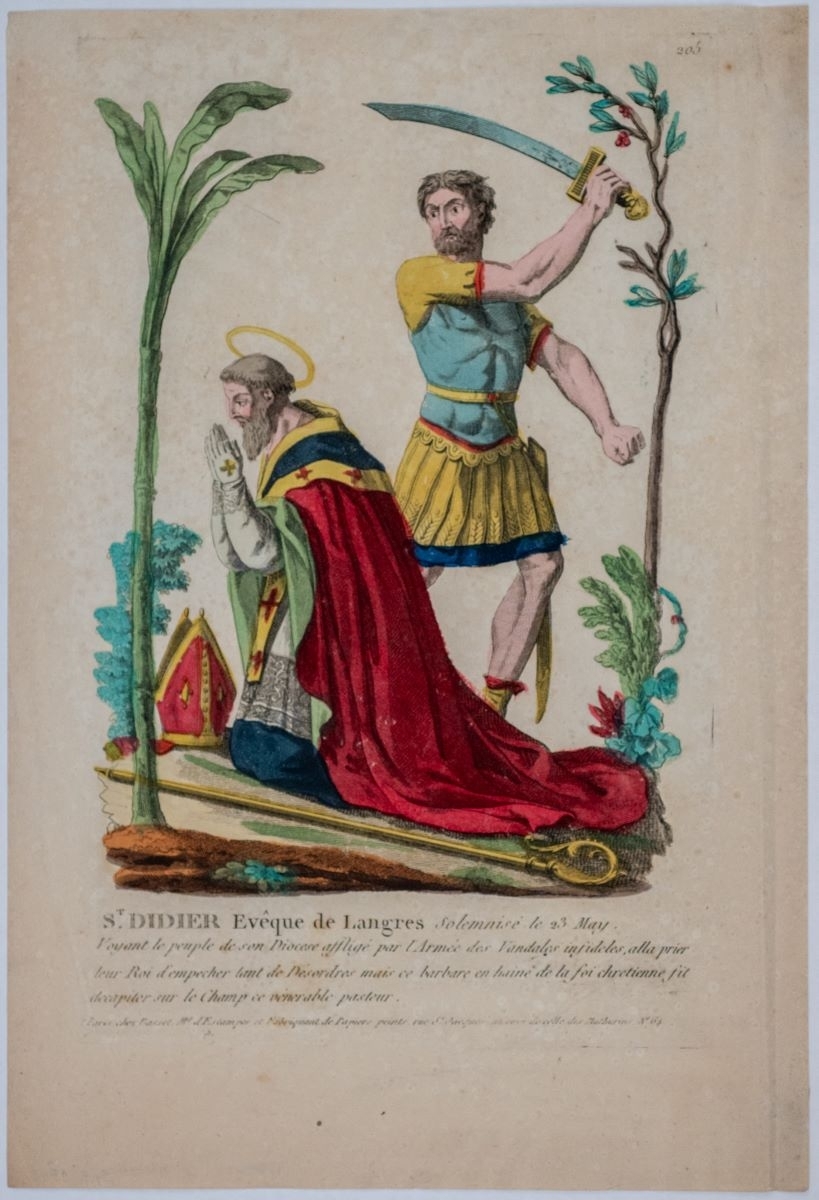 ST. DIDIER Evêque de Langres Solemnisé le 23 May. 205 (titre inscrit)