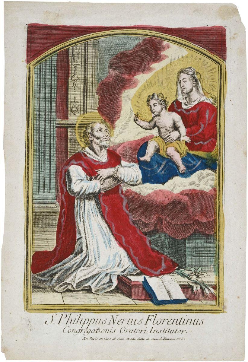 S. Philippus Nerius Florentinus / Congregationis Oratori  Institutor. (titre inscrit, lat.) ; saint Philippe Néri (titre factice)