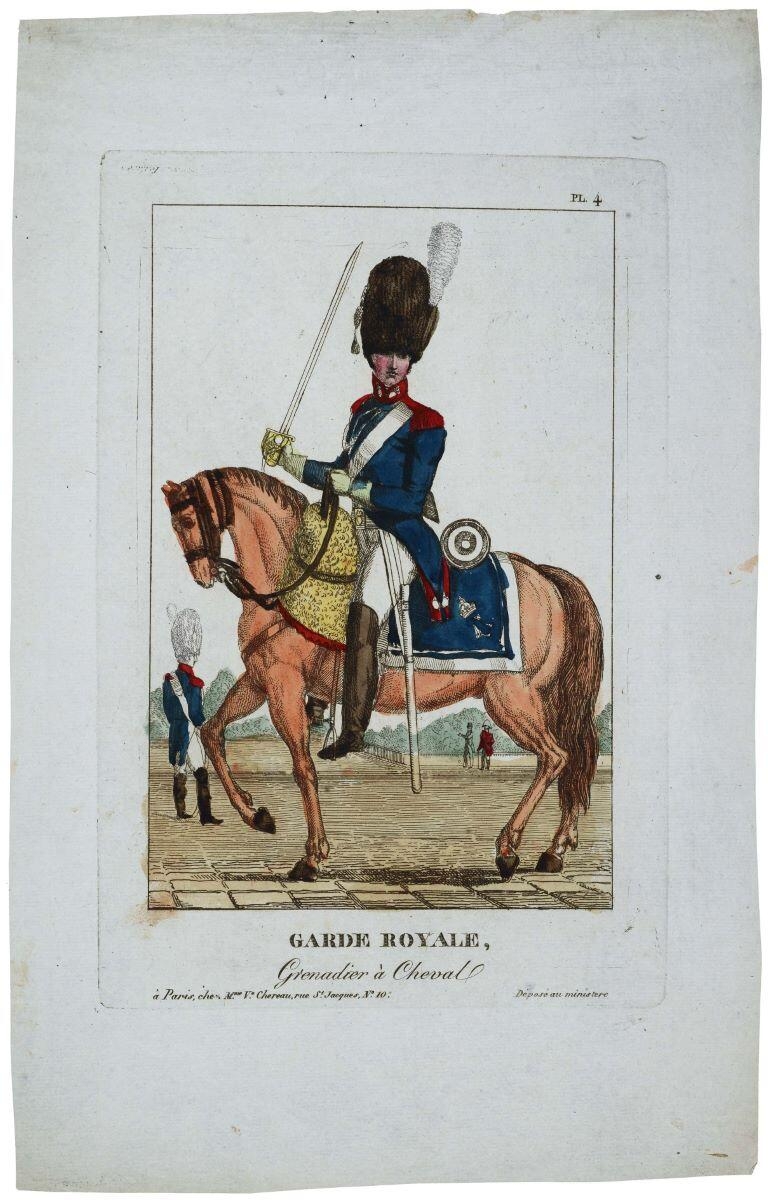 GARDE ROYALE, / Grenadier à Cheval. PL. 4. (titre inscrit)