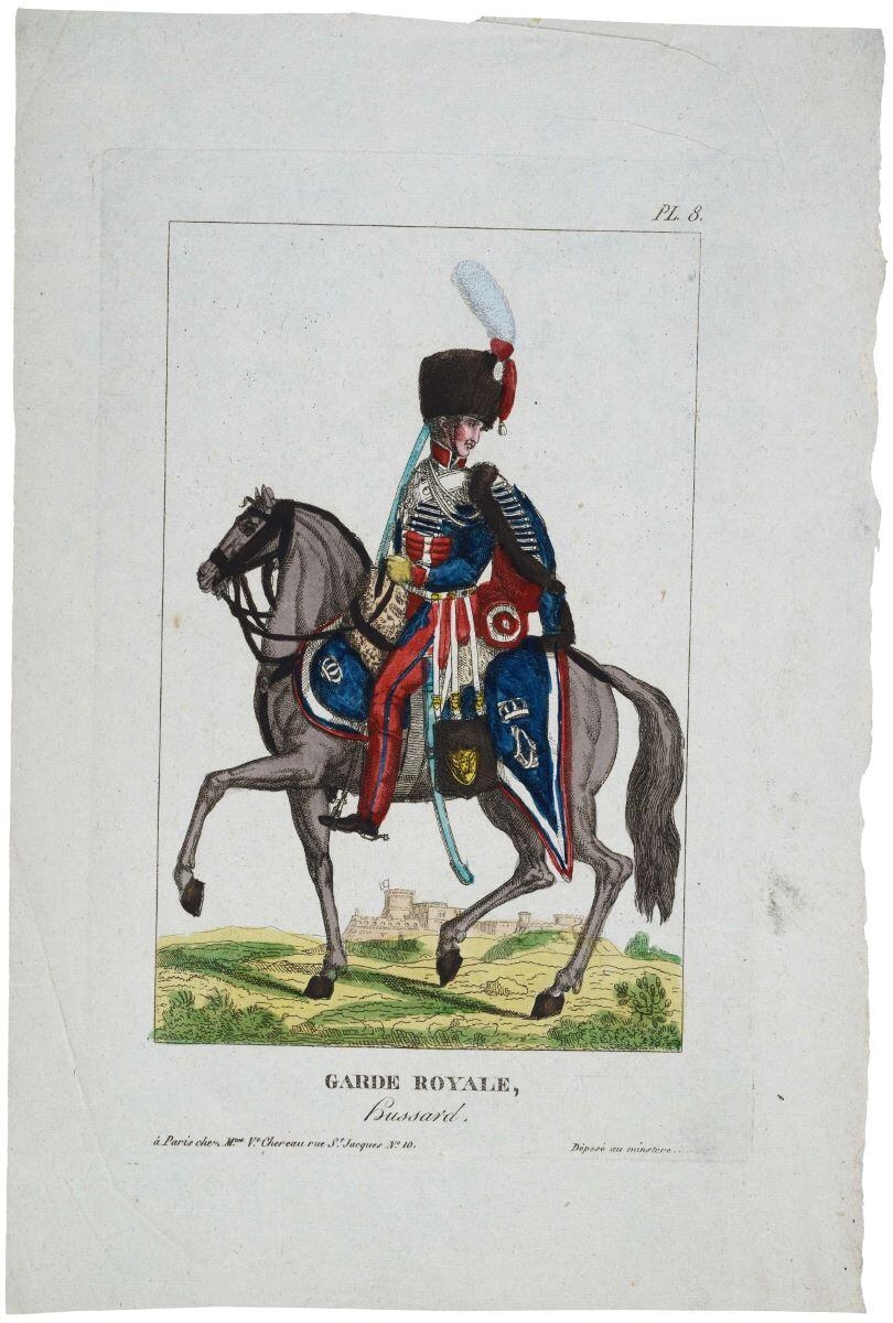 GARDE ROYALE, / Hussard. PL. 8. (titre inscrit)