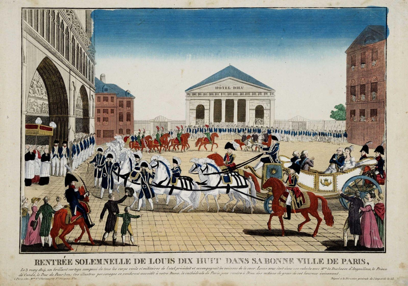 RENTRÉE SOLEMNELLE DE LOUIS DIX HUIT DANS SA BONNE VILLE DE PARIS, (titre inscrit)