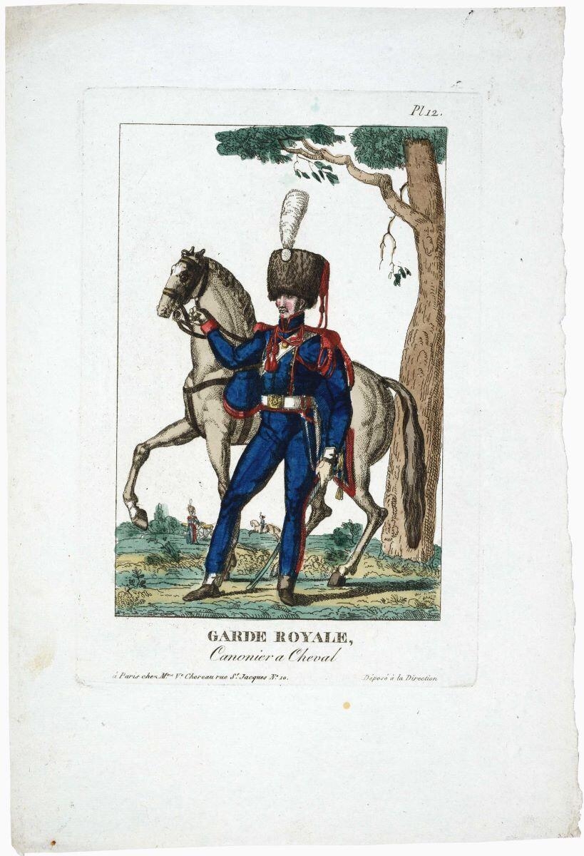 GARDE ROYALE, / Canonier a Cheval Pl 12. (titre inscrit)
