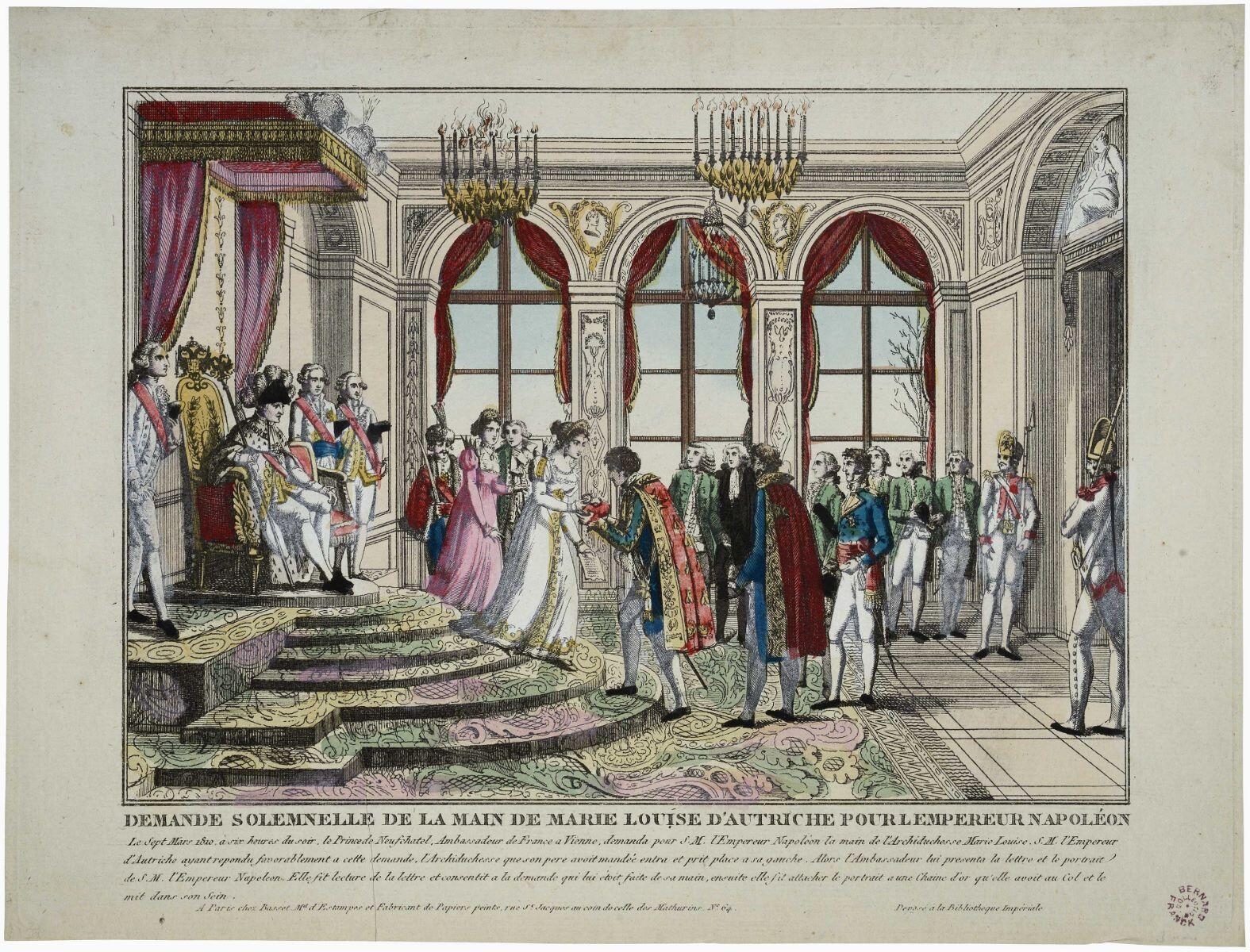 DEMANDE SOLEMNELLE DE LA MAIN DE MARIE LOUISE D'AUTRICHE POUR L'EMPEREUR NAPOLÉON. (titre inscrit)