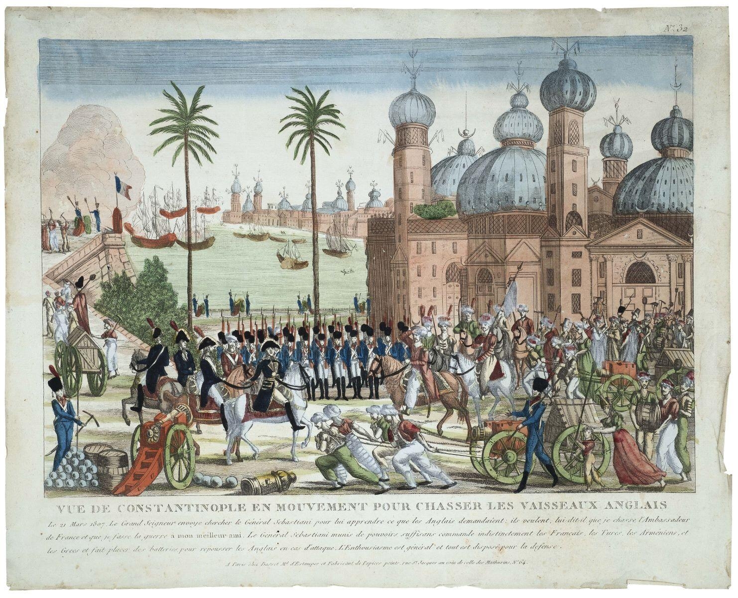VUE DE CONSTANTINOPLE EN MOUVEMENT POUR CHASSER LES VAISSEAUX ANGLAIS N°. 32 (titre inscrit)