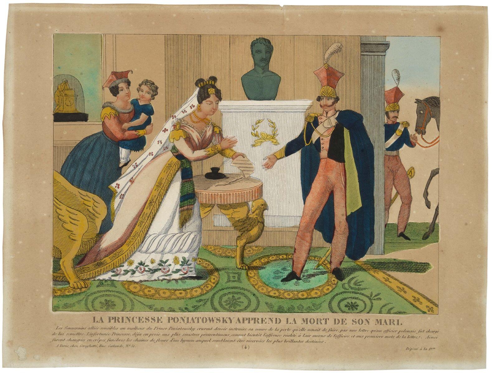 LA PRINCESSE PONIATOWSKY APPREND LA MORT DE SON MARI. (4) (titre inscrit)