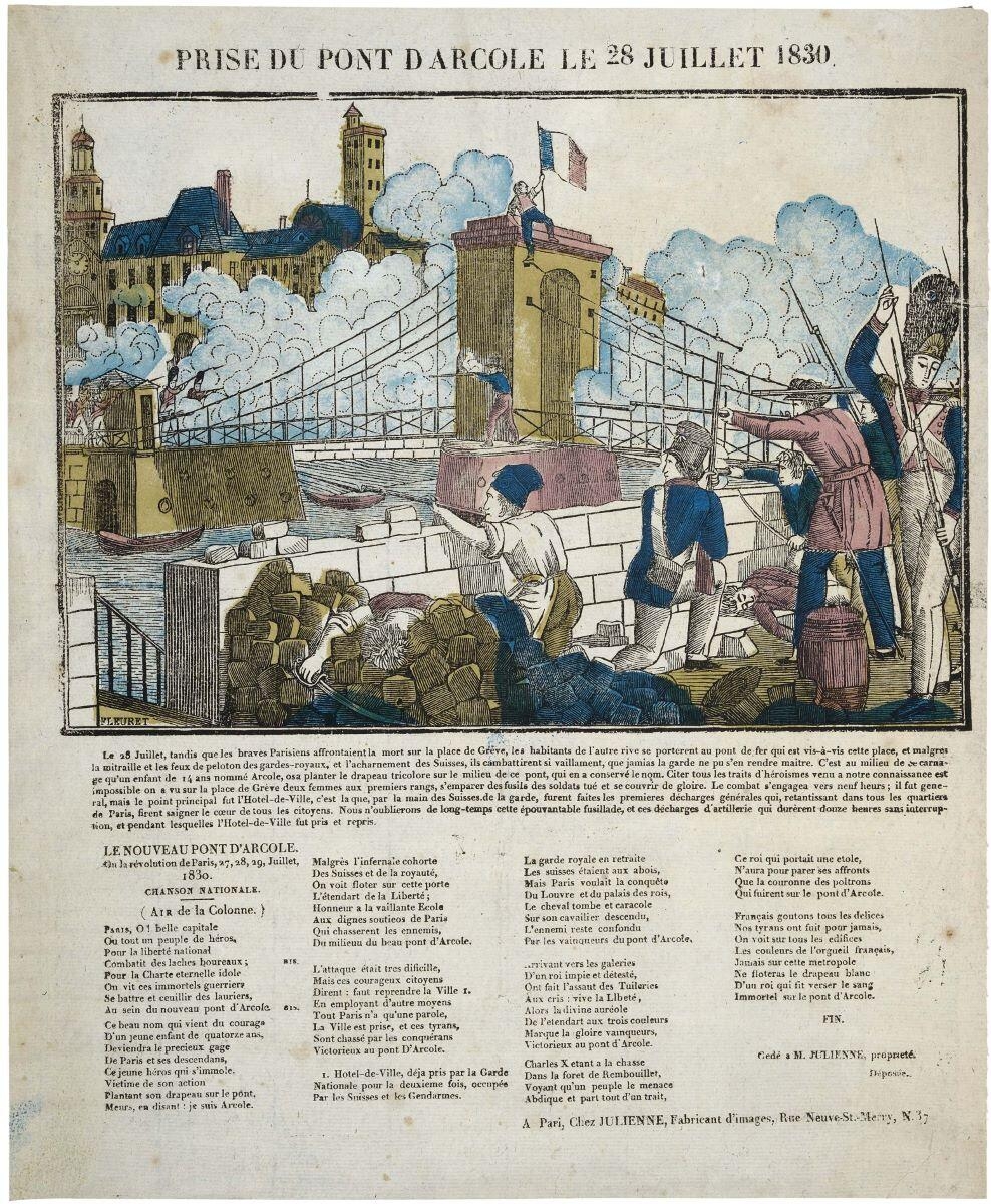 PRISE DU PONT D’ARCOLE LE 28 JUILLET 1830. (titre inscrit)