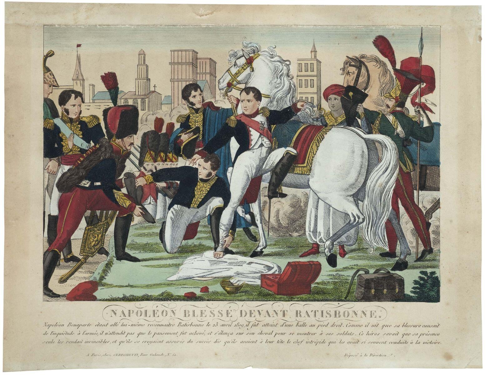 NAPOLÉON BLESSÉ DEVANT RATISBONNE. (titre inscrit)