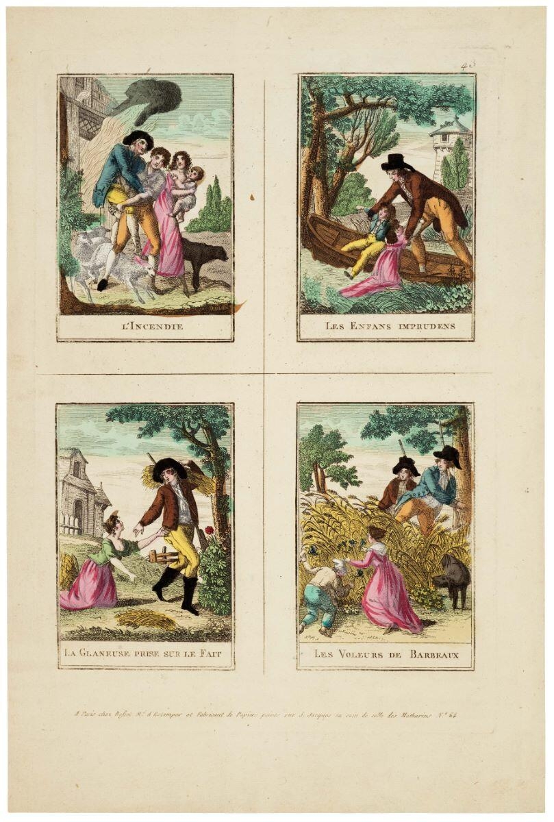 L’INCENDIE / LES ENFANS IMPRUDENTS / LA GLANEUSE PRISE SUR LE FAIT / LES VOLEAUX DE BARBEAUX 43 (titre inscrit)