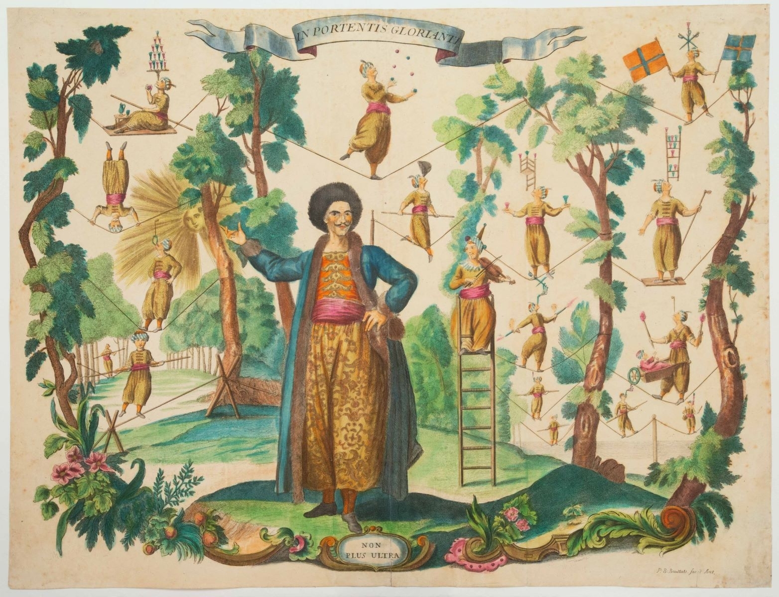 IN PORTENTIS GLORIANTI / NON PLUS ULTRA (titre inscrit) ; Acrobates et danseurs de corde (titre factice)