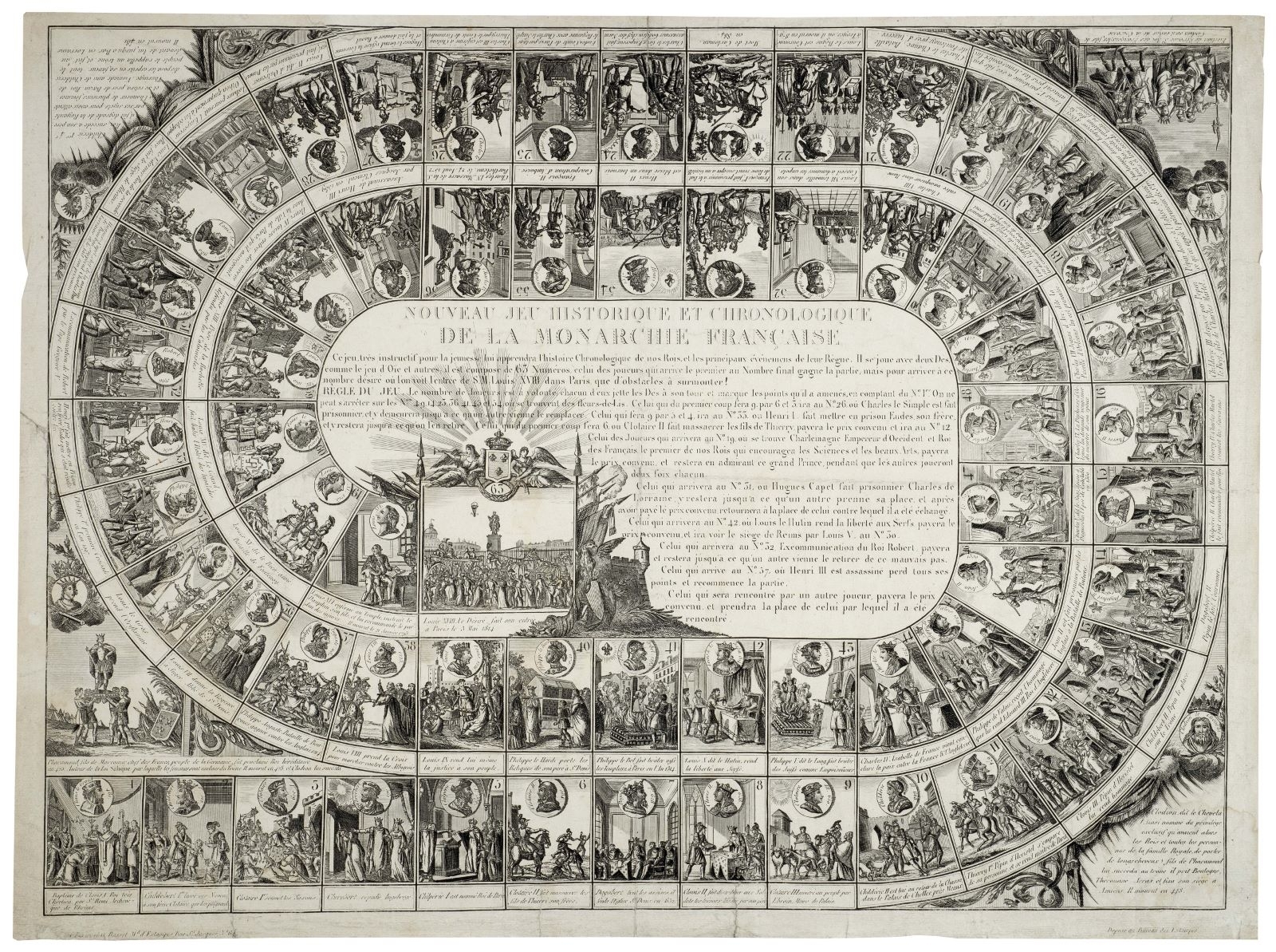 NOUVEAU JEU HISTORIQUE ET CHRONOLOGIQUE / DE LA MONARCHIE FRANCAISE (titre inscrit)