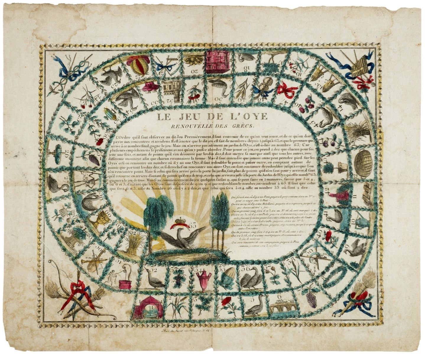 LE JEU DE L’OYE / RENOUVELLE DES GRECS. (titre inscrit)