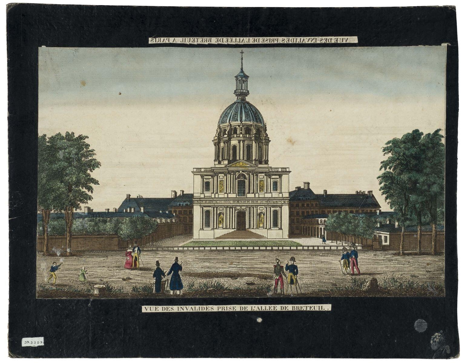 VUE DES INVALIDES PRISE DE L’ALLEE DE BRETEUIL A PARIS (titre inscrit)