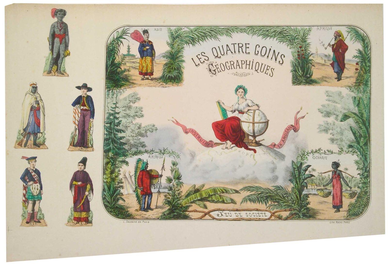 LES QUATRE COINS / GÉOGRAPHIQUES / JEU DE SOCIETE. (titre inscrit)