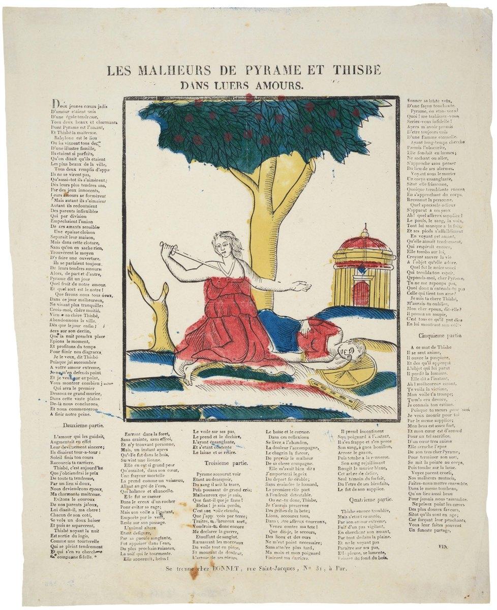 LES MALHEURS DE PYRAME ET THISBE / DANS LEURS AMOURS. (titre inscrit)