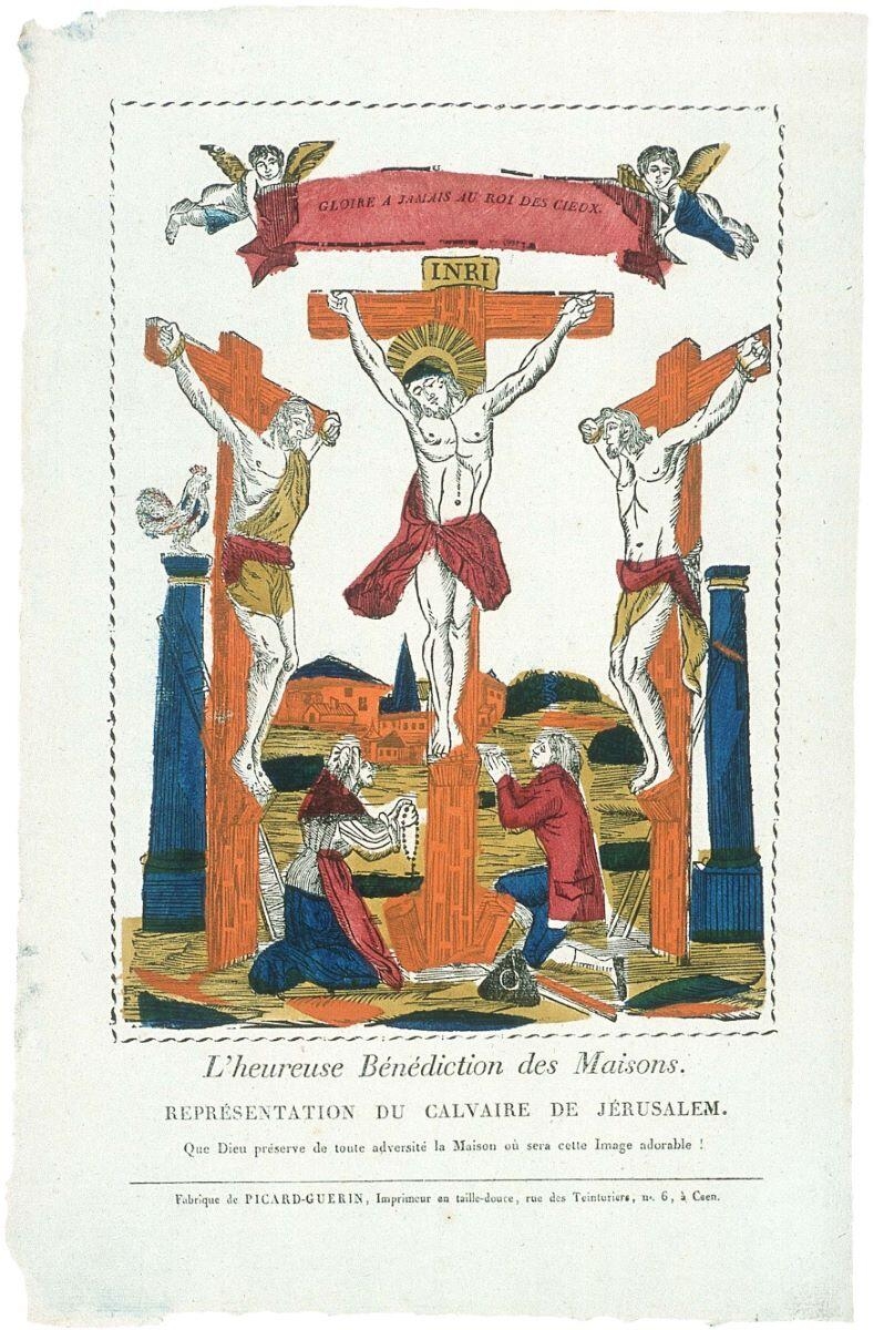 L’heureuse Bénédiction des Maisons. / REPRÉSENTATION DU CALVAIRE DE JÉRUSALEM. (titre inscrit)