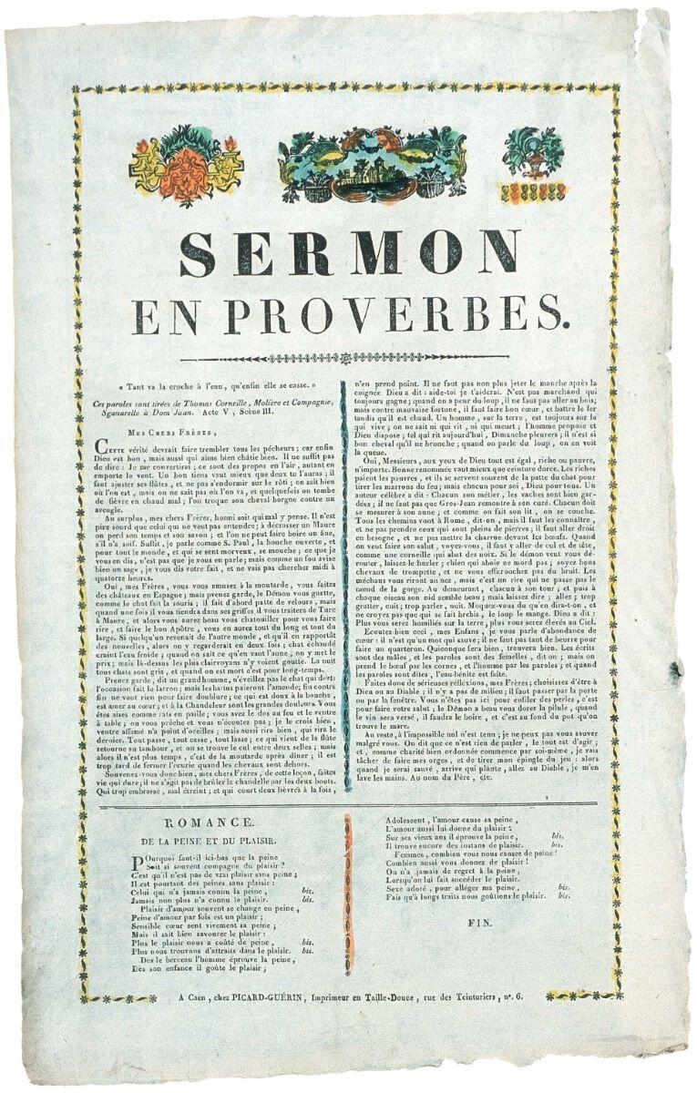 SERMON / EN PROVERBES. (titre inscrit)