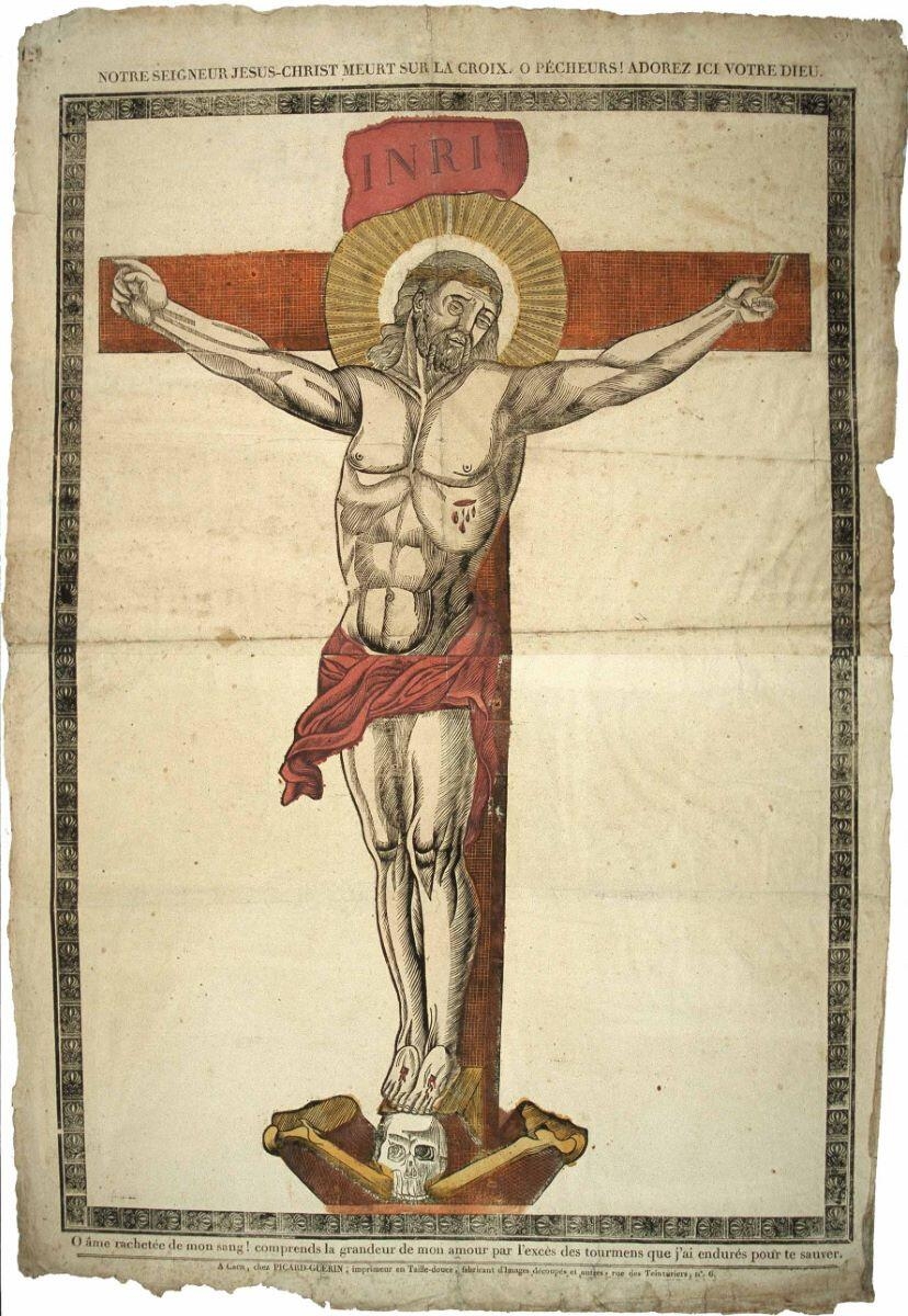 NOTRE SEIGNEUR JESUS-CHRIST MEURT SUR LA CROIX. O PÉCHEURS ! ADOREZ ICI VOTRE DIEU. (titre inscrit)