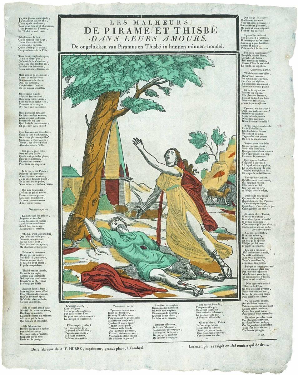 LES MALHEURS / DE PIRAME ET THISBE / DANS LEURS AMOURS. (titre inscrit, fr., néerl.)