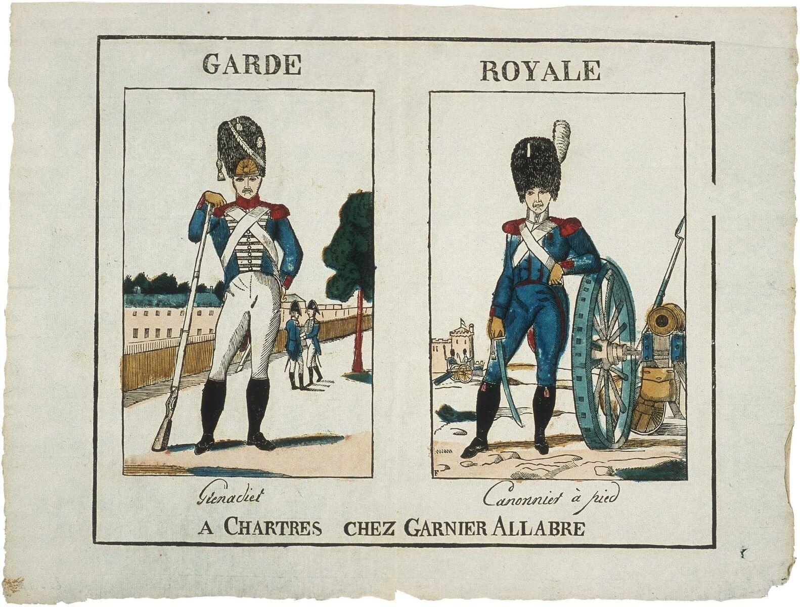 GARDE ROYALE / Grenadier Canonnier à pied (titre inscrit)