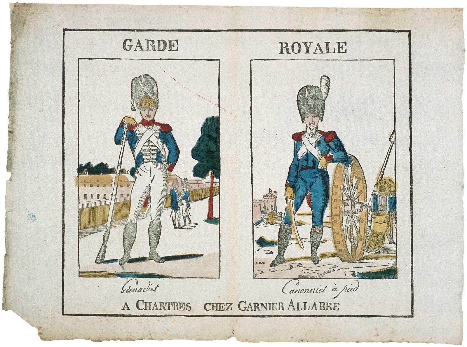 GARDE ROYALE / Grenadier Canonnier à pied (titre inscrit)