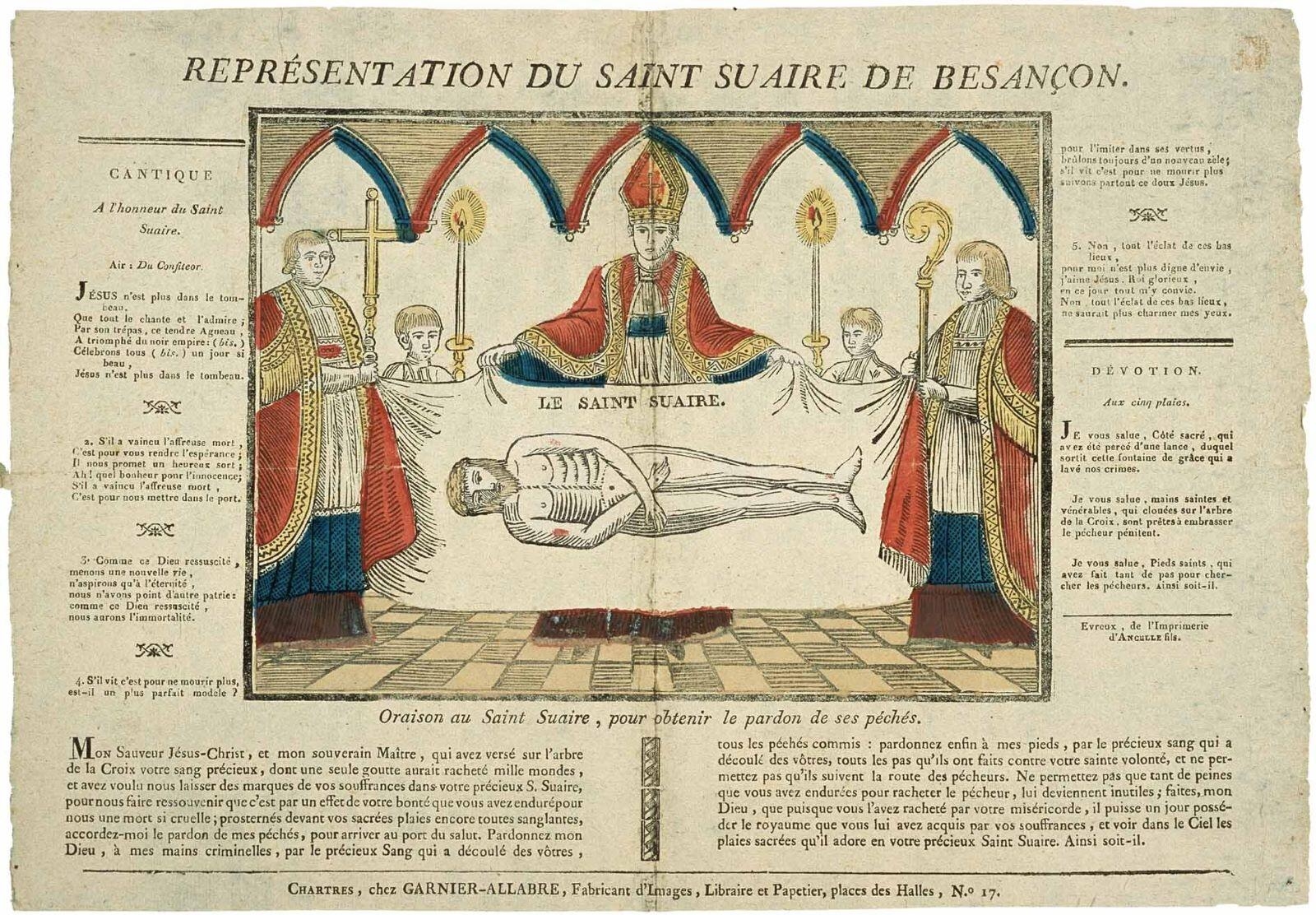 REPRESENTATION DU SAINT SUAIRE DE BESANCON. (titre inscrit)